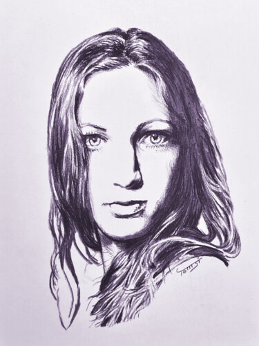 Disegno intitolato "Stephanie #1" da Tomsi, Opera d'arte originale, Carbone