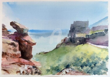 Schilderij getiteld "LE CHÂTEAU DE PERAC…" door Maylu Garcia (María Luisa García), Origineel Kunstwerk, Aquarel