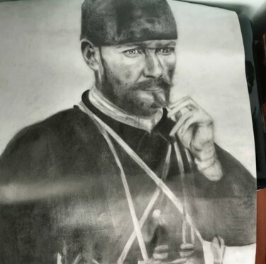 Drawing titled "Mustafa Kemal Atatü…" by Merve Saraç, Original Artwork, Charcoal Mounted on artwork_cat.