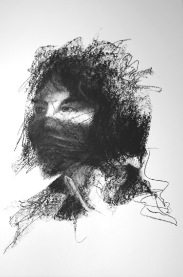 Dessin intitulée "Human VII" par Jakob Spohn, Œuvre d'art originale, Fusain