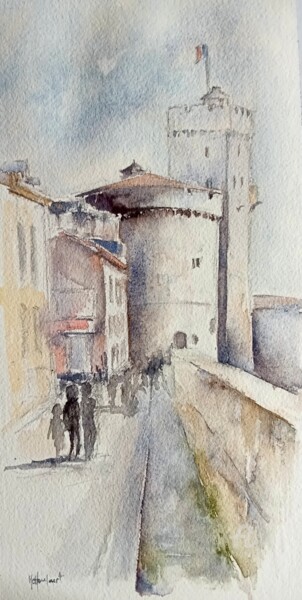 Peinture intitulée "Promenade à La Roch…" par Marie-Charlotte Houpeurt-Chauffeté, Œuvre d'art originale, Aquarelle