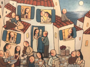 Pintura intitulada "Clair de lune" por Jean-Christophe Pagès, Obras de arte originais, Acrílico Montado em Armação em madeira