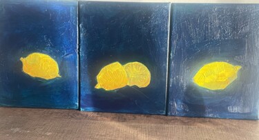 Painting titled "Триптих «Лимоны»" by Natasa Podlesnaa, Original Artwork, Acrylic