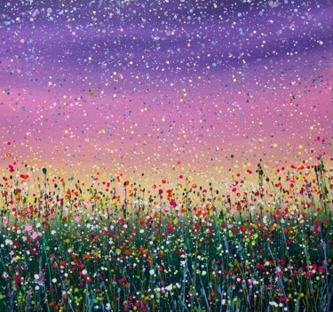 Painting titled "Field with flowers…" by Ivan Didovodiuk, Original Artwork, Acrylic