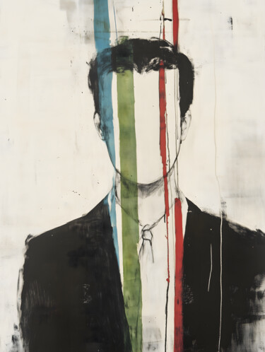 Digitale Kunst getiteld "Homme entre les lig…" door Yiom, Origineel Kunstwerk, Digitaal Schilderwerk