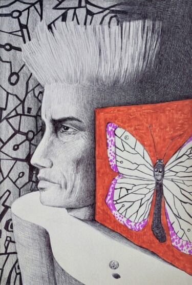 Tekening getiteld "Billee" door Milto Sideris, Origineel Kunstwerk, Balpen