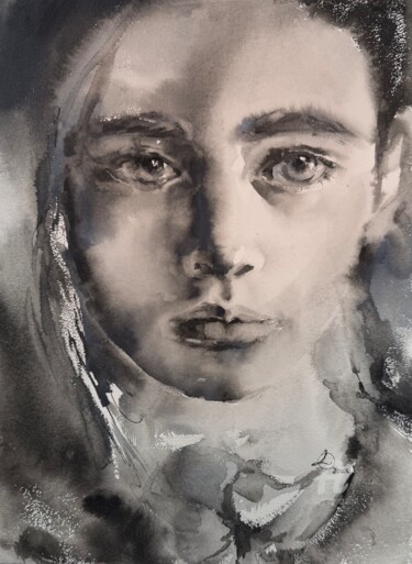Painting titled "“Reflection”#3" by Oxana Luky, Original Artwork, Watercolor