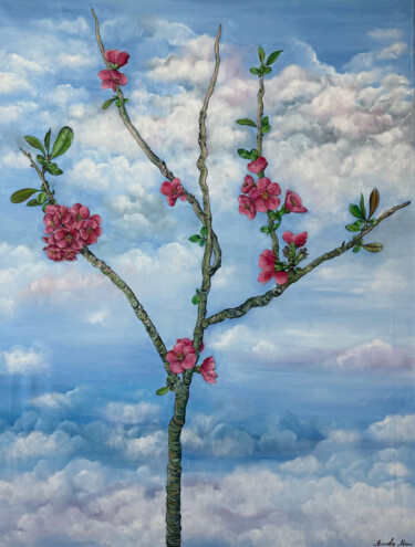 Painting titled "La Force de la Frag…" by Maria Asanova, Original Artwork, Oil Mounted on Wood Stretcher frame