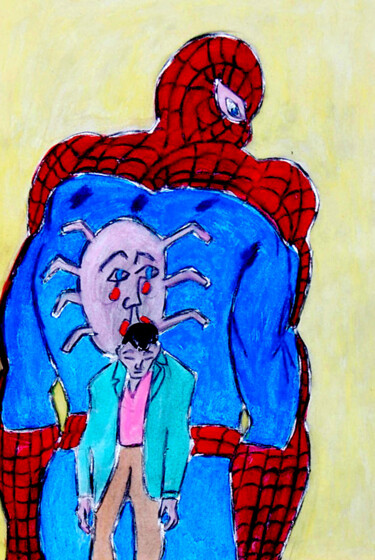 绘画 标题为“Spider man1” 由José Espiguinha, 原创艺术品, 水粉