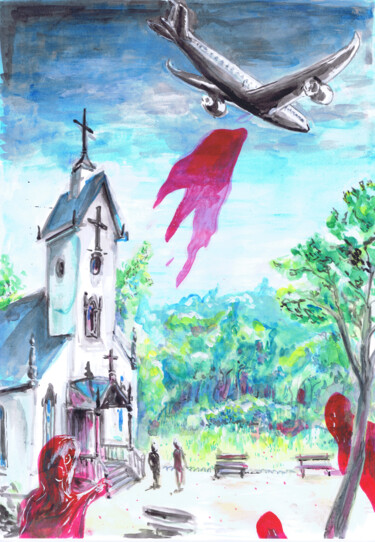 Painting titled "un bel horizon" by Yann Tréhin, Original Artwork, Acrylic