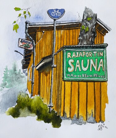 Finnish Sauna "Finnish Sauna" başlıklı Tablo Julie Wintertale tarafından, Orijinal sanat, Suluboya