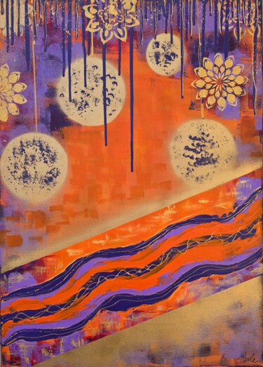 Malerei mit dem Titel "World of good vibes" von Pascale Galaud, Original-Kunstwerk, Acryl Auf Keilrahmen aus Holz montiert