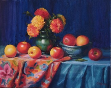 Autumn still life Painting titled "Autumn still life" by Sidorova Larisa (Alsi), Original Artwork, Oil Mounted on Wood Stretcher frame