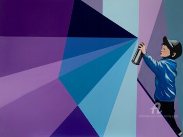 Peinture intitulée "le Tagueur" par Paddy Manlay (Paddy), Œuvre d'art originale, Acrylique Monté sur Châssis en bois