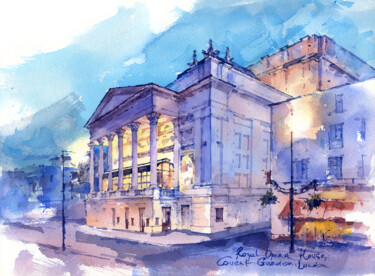 Painting titled "Royal Opera House" by Ksenia Selianko, Original Artwork, Watercolor