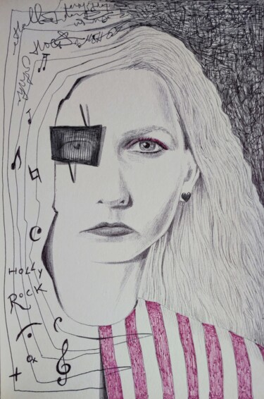 Disegno intitolato "Daimonda" da Milto Sideris, Opera d'arte originale, Biro