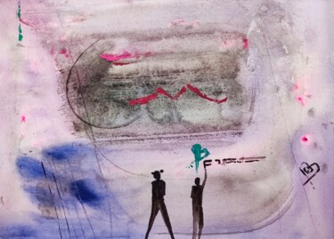 Pintura intitulada "Curious dark spirit…" por Milto Sideris, Obras de arte originais, Acrílico