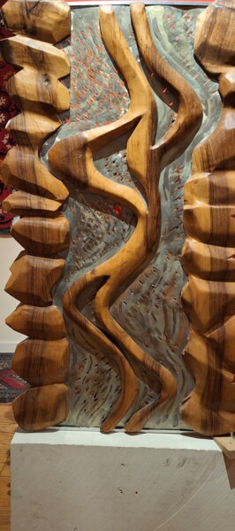 Sculpture intitulée "Deux rives" par Luc Mazurelle, Œuvre d'art originale, Bois
