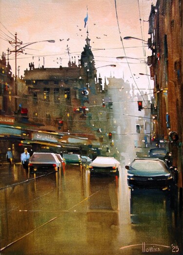 Pintura titulada "Autumn warm rain" por Sergey Potikha, Obra de arte original, Oleo