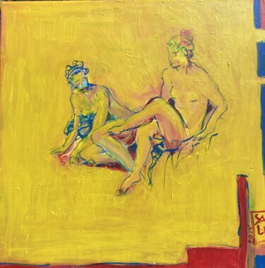 Schilderij getiteld "la femme 001" door Sabine Lerouxel, Origineel Kunstwerk, Acryl Gemonteerd op Frame voor houten brancard