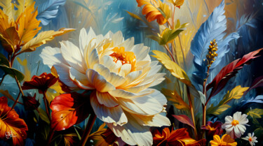 Digitale Kunst mit dem Titel "Blume der Fantasie 6" von Franz Grausenburger, Original-Kunstwerk, Digitale Malerei