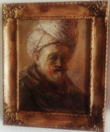 "D'après Rembrandt,…" başlıklı Tablo Amazeigh Bouzékri tarafından, Orijinal sanat, Petrol Karton üzerine monte edilmiş