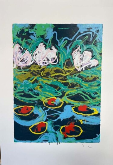 Prenten & gravures getiteld "gigli d'acqua" door Mario Schifano, Origineel Kunstwerk, Zeefdruk
