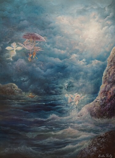 Néréides Impudiques Painting titled "Néréides Impudiques" by Émilie Pauly, Original Artwork, Oil Mounted on Wood Stretcher frame