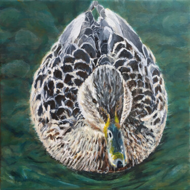 Painting titled "Portrait d'une cane" by Camille Rouschmeyer, Original Artwork, Acrylic Mounted on Wood Stretcher frame