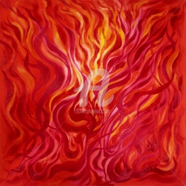 Peinture intitulée "THE FIRE WAY" par Constantin Popescu, Œuvre d'art originale, Huile Monté sur Châssis en bois