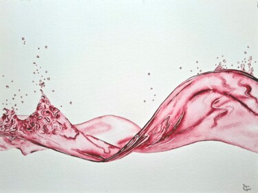 Elixir- Crimson Flow 绘画 标题为“Elixir- Crimson Flow” 由Andrea Bajusz-Ruppert, 原创艺术品, 水彩