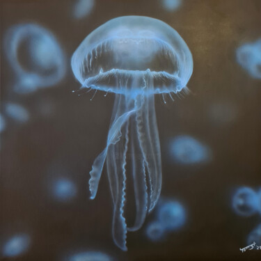 绘画 标题为“Blue Jelly” 由Tomsi, 原创艺术品, 丙烯 安装在木质担架架上