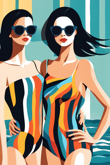 Printmaking titled "Summer Splash #49" by Liza Landberg, Original Artwork, Digital Painting