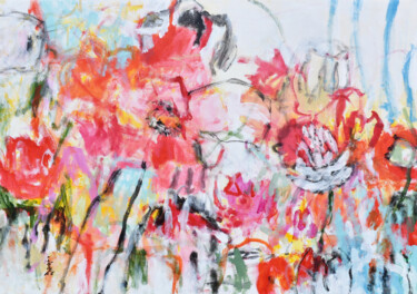 Painting titled "Flower Poetry" by Misako Chida, Original Artwork, Acrylic