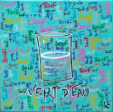 VERT D'EAU 🥛💦 「VERT D'EAU 🥛💦」というタイトルの絵画 Koaによって, オリジナルのアートワーク, アクリル ウッドストレッチャーフレームにマウント