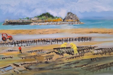 Peinture intitulée "Parc à huitres à Ca…" par Marguerite Salaun (Margo), Œuvre d'art originale, Huile