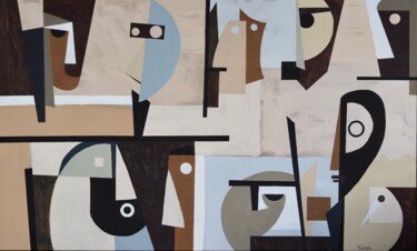 Painting titled "LE TRIBALOPHILE" by Florent Carayon, Original Artwork, Acrylic Mounted on Wood Stretcher frame