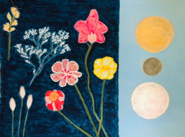 Peinture intitulée "Herbier" par Sandrine M-, Œuvre d'art originale, Aquarelle Monté sur Carton