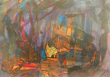 Peinture intitulée "Nuit sous grotte" par Aristide Ngotta, Œuvre d'art originale, Acrylique