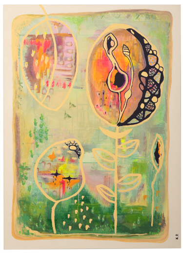 KRYSZTAŁOWY KWIAT Peinture intitulée "KRYSZTAŁOWY KWIAT" par Karina Praska, Œuvre d'art originale, Acrylique