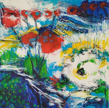 Fantaisie en jardin 50, joie printanière 绘画 标题为“Fantaisie en jardin…” 由Élisabeth Augendre Moreau, 原创艺术品, 丙烯 安装在木质担架架上