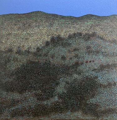 Painting titled "Montagne1" by Clara Ramirez Katz, Original Artwork, Oil Mounted on Wood Stretcher frame