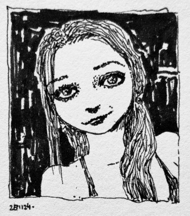 Disegno intitolato "Lijla" da Milto Sideris, Opera d'arte originale, Inchiostro