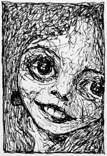 Disegno intitolato "Fame" da Milto Sideris, Opera d'arte originale, Inchiostro