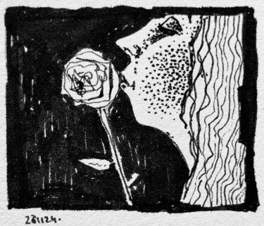 Kiss a Rose Drawing titled "Kiss a Rose" by Milto Sideris, Original Artwork, Ink