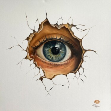 The Inner Gaze Pittura intitolato "The Inner Gaze" da Anastasia Surgutanova, Opera d'arte originale, Olio Montato su Pannello di legno