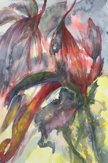Painting titled "Metamorphic Bloom" by Tetiana Bilous, Original Artwork, Watercolor