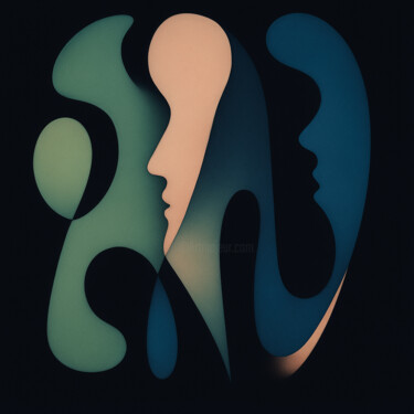 Arts numériques intitulée "Silhouettes en Harm…" par Yahya Ahssaini, Œuvre d'art originale, Peinture numérique