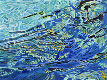 Peinture intitulée "Les courants turbul…" par Jean-Marc Dufer, Œuvre d'art originale, Huile Monté sur Châssis en bois