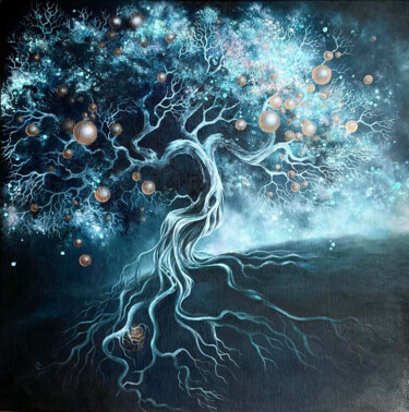 Peinture intitulée "The Tree" par Elena Mi, Œuvre d'art originale, Acrylique Monté sur Châssis en bois